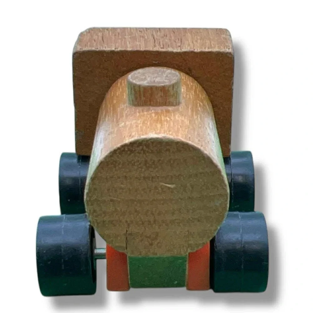Vintage Wooden Toy‎ Construction Vehicle Set Forklift Tow Truck Tanker 3pc Lot